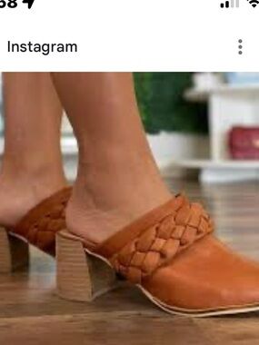 NWOT BEAST FASHION Women's Braided Slip-On Mule in Cognac Brown